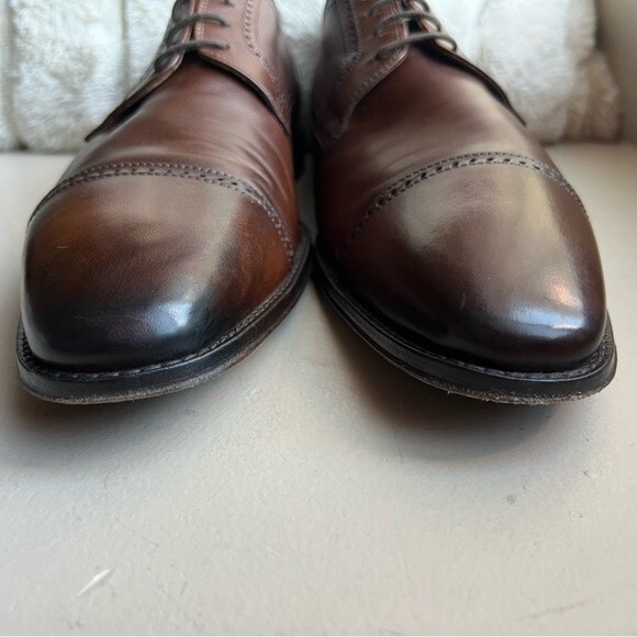 Saks Fifth Avenue Brown Italian Leather Cap Toe Lace Up Oxford Shoes Men’s12 M - Picture 8 of 15